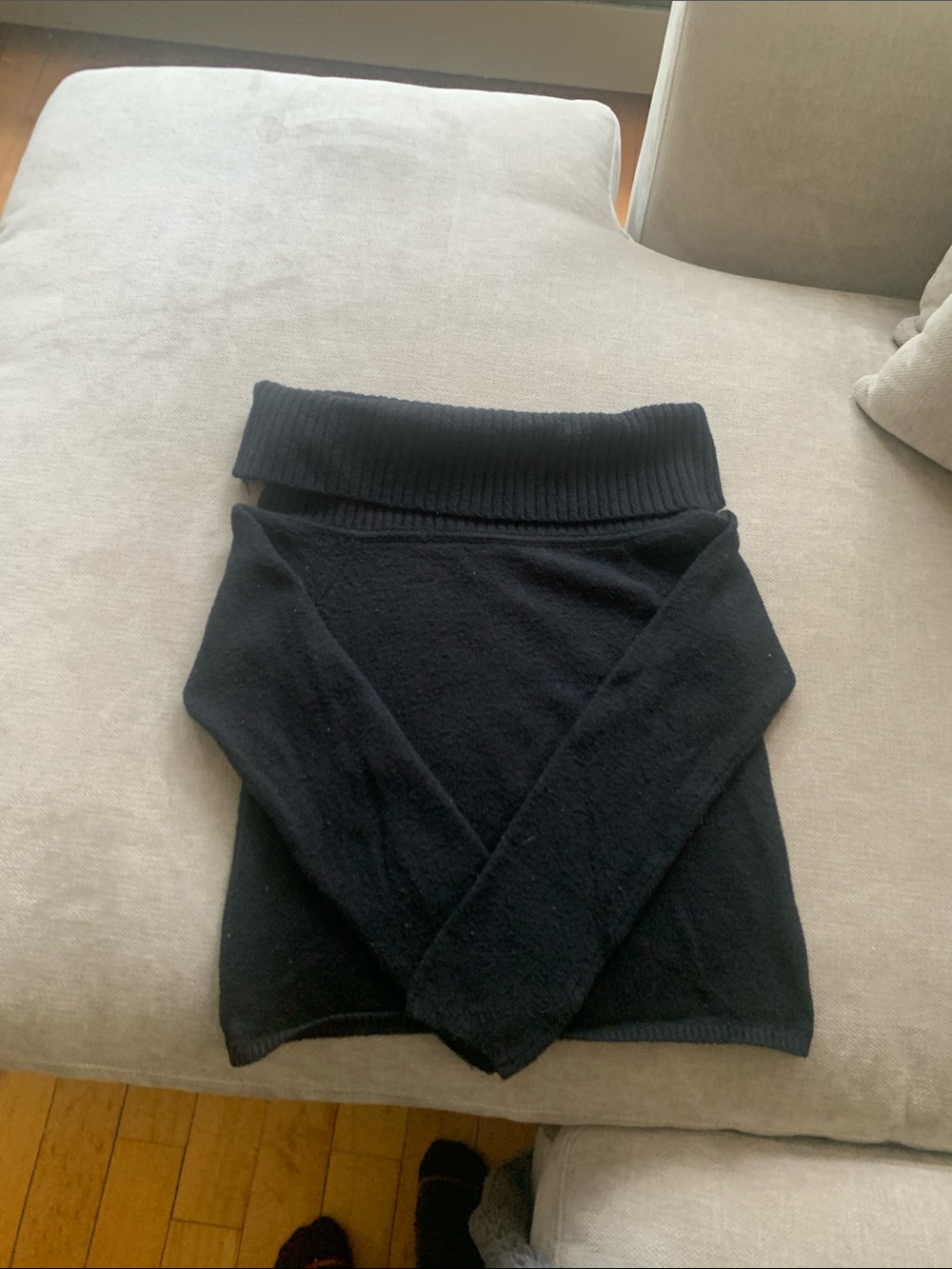 Old Navy Black Off-the-Shoulder Rib-Neck Sweater